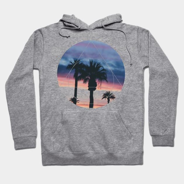 Sunset Palm Trees Geoemtric Photography Hoodie by deificusArt